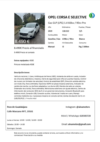 ✨ Opel Corsa Selective PRO GLP 2019 IVA DEDUCIBLE