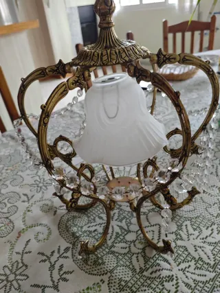Lámpara Vintage Metal y Cristal. 2 unidades