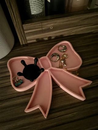 Bandeja joyero lazo rosa