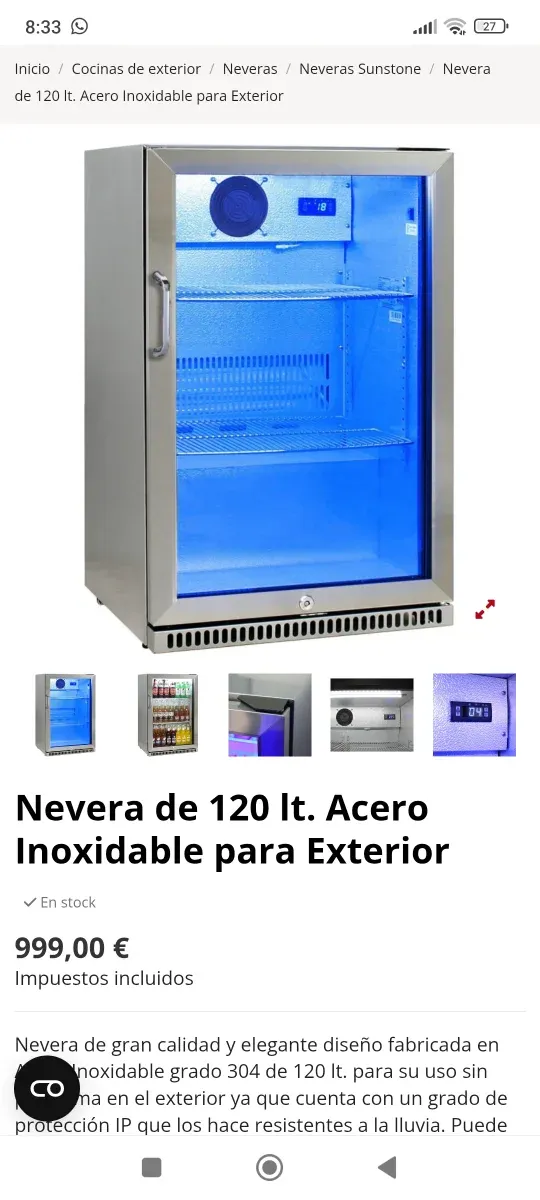Nevera exterior barbacoa cristal y metal
