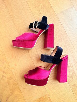 Sandali Vera Blum Plateau Velluto Fucsia Nero