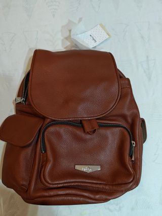 Mochila Kipling Cuero Marrón Nueva