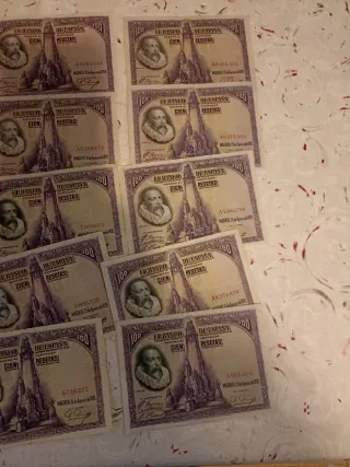 Lote 10 Billetes 100 Pesetas España 1928