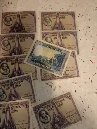 Lote 10 Billetes 100 Pesetas España 1928