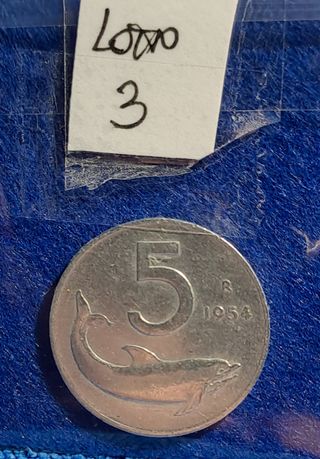 Lotto 3 Monete da 5 Lire 1954 Firma Distante NC
