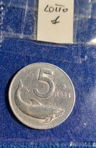 Lotto 3 Monete da 5 Lire 1954 Firma Distante NC