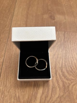 Anillo Doble Pandora Oro y Plata