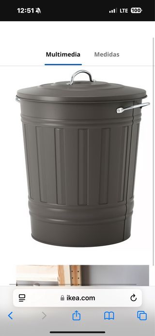 Cubo basura metal gris Ikea