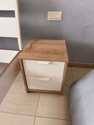 4 Mesitas de Noche Madera y Blanco