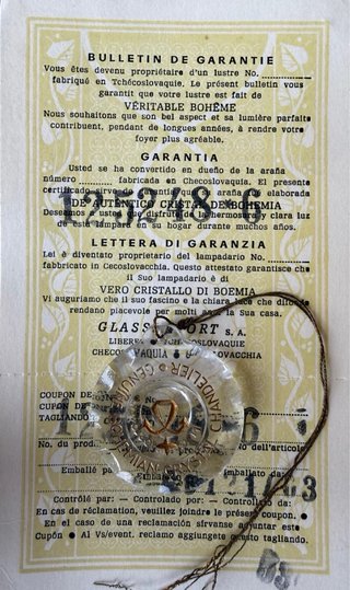 Lámpara de cristal bohemia