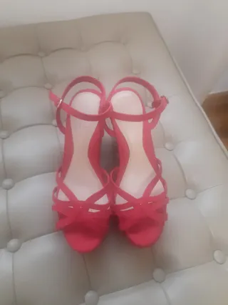 Sandalias cuña esparto rojas