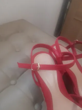 Sandalias cuña esparto rojas