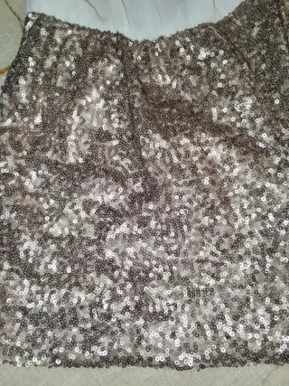 Mono corto gasa y lentejuelas oro/blanco