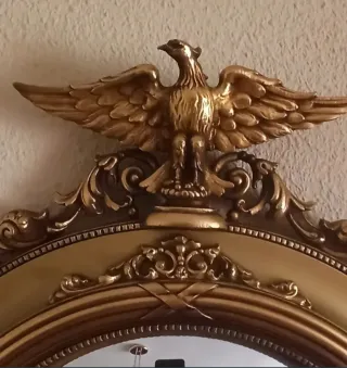 Espejo Antiguo Redondo Ojo de Pez Dorado