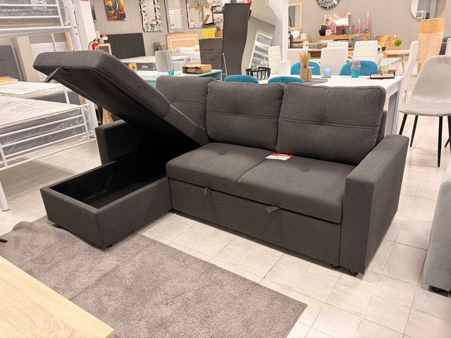 SOFA CAMA CHAISELONGUE GRIS TELA
