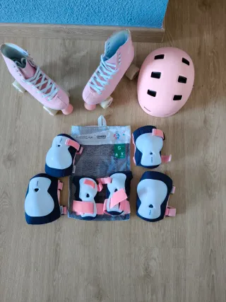 Patines Decathlon rosas talla 36 37 + protecciones