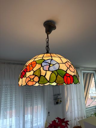 Lámpara Tiffany Flores Cristal Metal