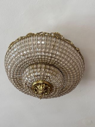 Lámpara de techo cristal y metal dorado