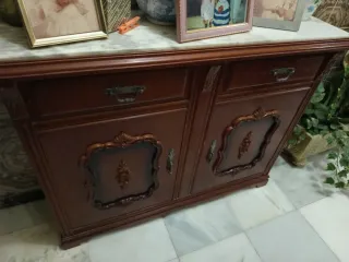 Mueble de entrada madera y mármol