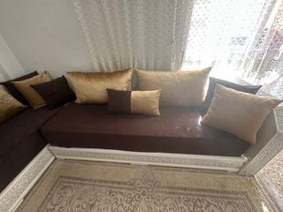 Fundas de sofá de terciopelo marrón y dorado