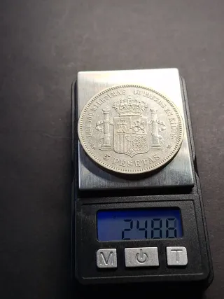 Moneda 5 Pesetas Plata 1871 Amadeo I Rey