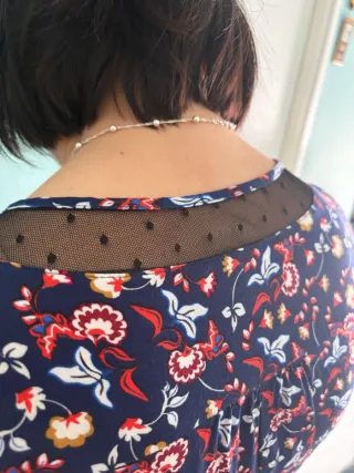 Vestido estampado floral azul y rojo