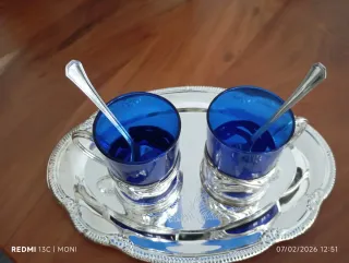 Juego de café duo cristal y metal