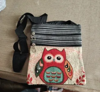 Bolso bandolera doble cremallera buho