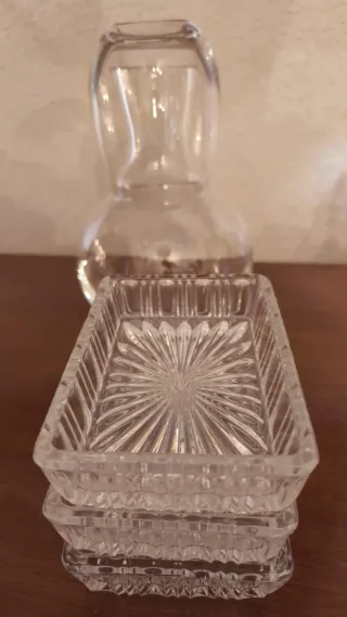 Juego de botellas de cristal con soporte