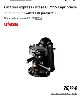 Cafetera Ufesa Caprichosa