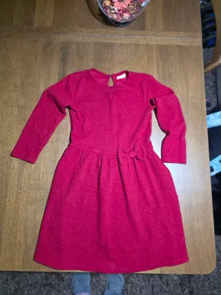 Vestido rojo niña manga larga talla 9/10