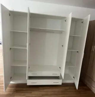 Armario modular madera beige y gris