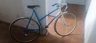 Bicicleta azul y blanca