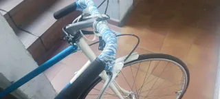 Bicicleta azul y blanca