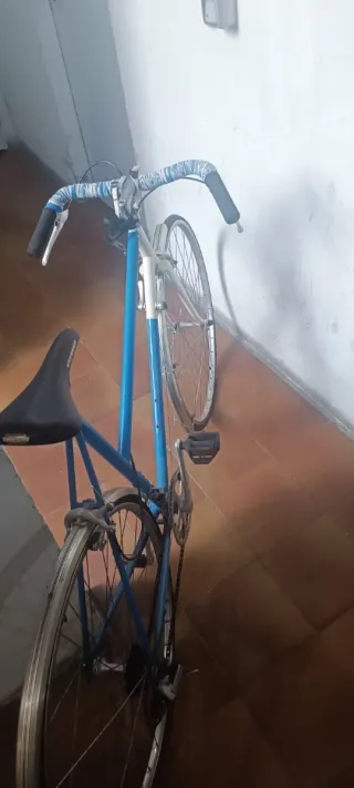 Bicicleta azul y blanca