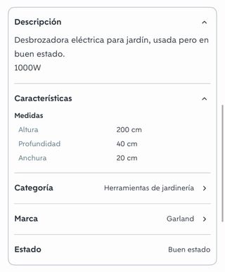 Desbrozadora Garland 1000W