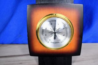 Reloj Pared Madera Termómetro Barómetro