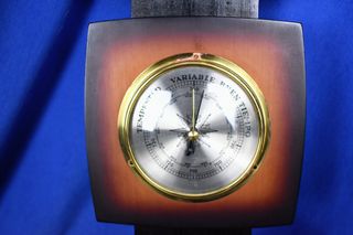 Reloj Pared Madera Termómetro Barómetro