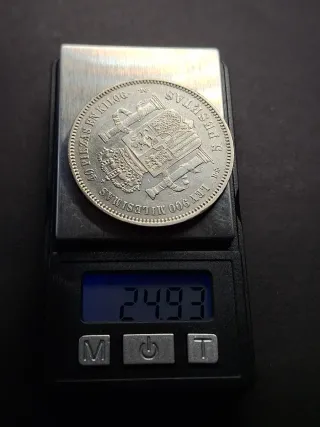 Moneda 5 Pesetas Plata 1871 Amadeo I Rey