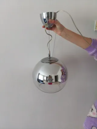 Lámpara colgante esfera plateada