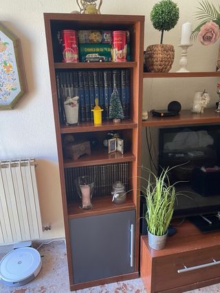 Mueble TV salón madera con compartimentos