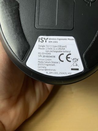 Ratón Ergonómico Vertical ISY IEM 1001 Negro