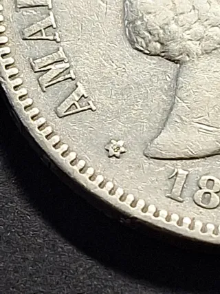 Moneda 5 Pesetas Plata 1871 Alfonso XII