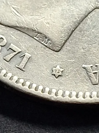 Moneda 5 Pesetas Plata 1871 Alfonso XII