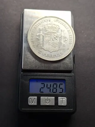 Moneda 5 Pesetas Plata 1871 Alfonso XII