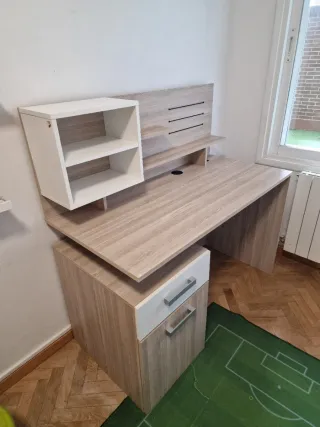 Escritorio juvenil madera y blanco