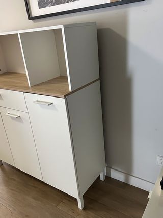 Mueble auxiliar cocina blanco y madera impecable