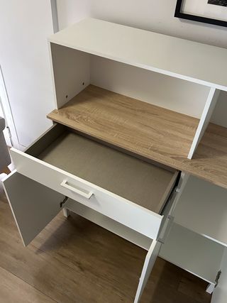 Mueble auxiliar cocina blanco y madera impecable