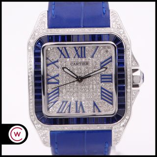 CARTIER Santos 100 XL 2656 Diamantes y Zafiros