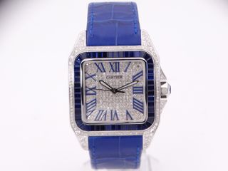CARTIER Santos 100 XL 2656 Diamantes y Zafiros